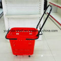 Color Plastic Supermarket Shopping Rolling Wheel Basket